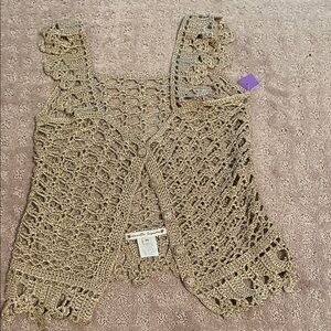 Nanette Lepore Gold Crochet Top
